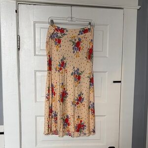 Sézane Floral Polka Dot Midi Skirt size 42